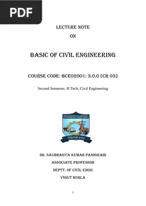 Lecture Note on Basic of Civil Engineering