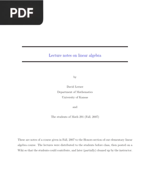 Lecture Notes on Linear Algebra