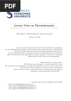 Lecture Notes on Thermodynamics
