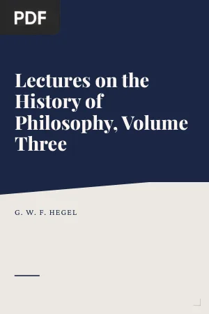 Lectures on the History of Philosophy, Volume Three