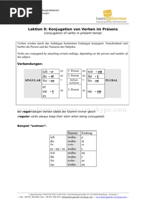 Lektion 9: Konjugation von Verben im Präsens
