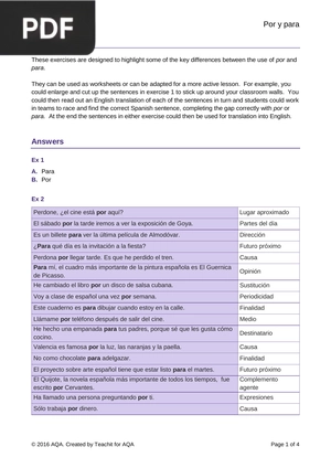 Lesson activity: por and para