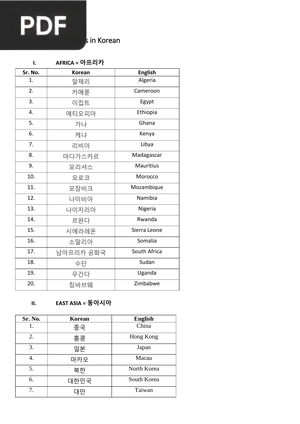 List of Country Names in Korean