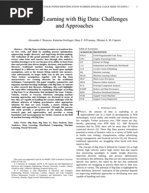 Machine Learning with Big Data - Challenges and Approaches