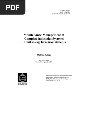 Maintenance Management of Complex Industrial Systems - A Methodology for Renewal Strategies