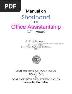 Manual on Shorthand For Office Assistantship
