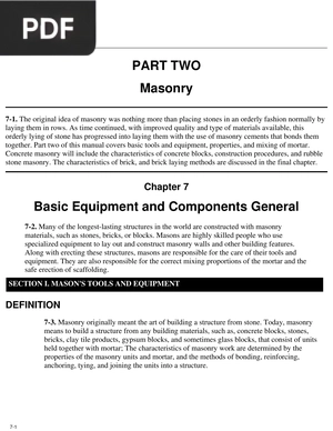 Masonry - Basic Equipment and Components General