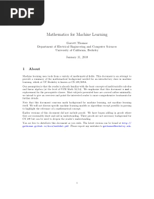 Mathematical Background for Machine Learning