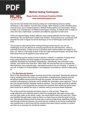 Method Acting Techniques