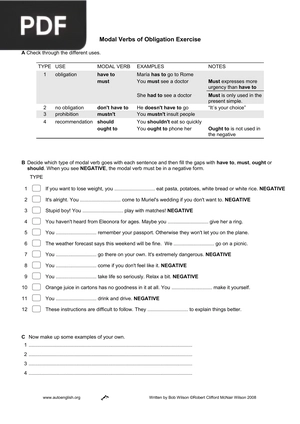 Modal Verbs of Obligation Exercise