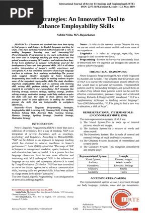 NLP Strategies- An Innovative Tool to Enhance Employability Skills (Article)