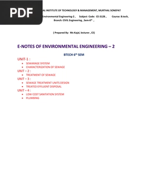 Notes Of Environmental Engineering