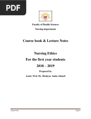 Nursing Ethics Course Book and Lecture Notes