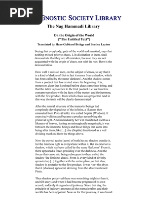 On the Origin of the Worl