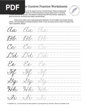 Palmer Cursive Practice Worksheet
