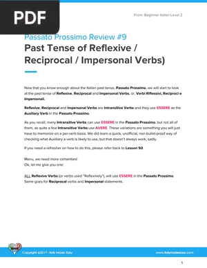 Past Tense of Reflexive / Reciprocal / Impersonal Verbs