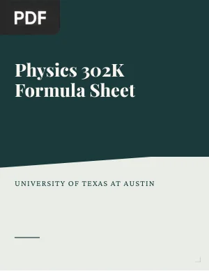 Physics 302K Formula Sheet
