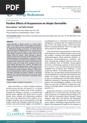 Positive Effects of Acupuncture on Atopic Dermatitis