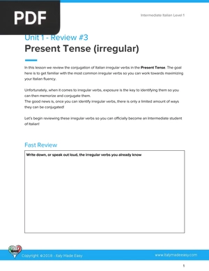 Present Tense. Irregular