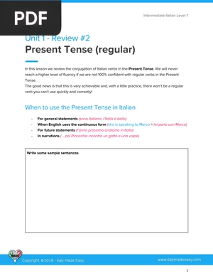 Present Tense (Regular)