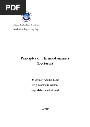 Principles of Thermodynamics (Lectures)