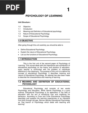 Psycology of Learning