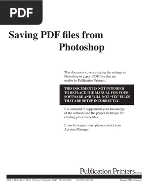 Saving PDF Files From Photoshop
