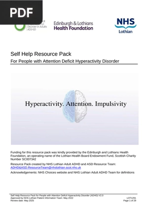Self Help Resource Pack For People with Attention Deficit Hyperactivity Disorder