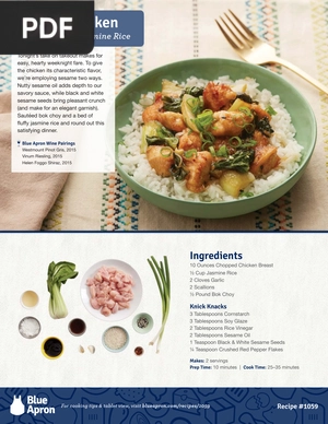 Sesame Chicken with Bok Choy & Jasmine Rice