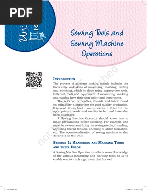 Sewing Tools and Sewing Machine Operations