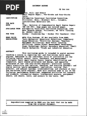 Small Engine Repair: Two-Stroke and Four-Stroke Cycle
