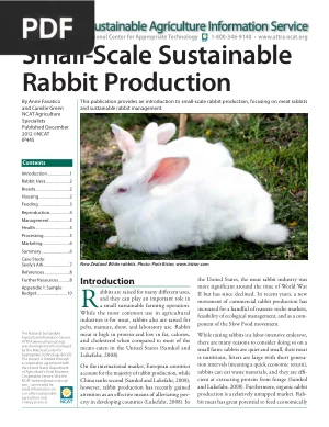 Small-Scale Sustainable Rabbit Production