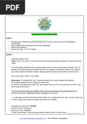 Smart-lesson Nr 0 -Italian, level 1