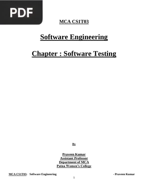 Software Engineering - Chapter - Software Testing