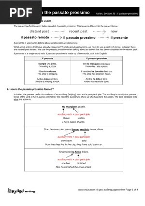 Some Notes on the Passato Prossimo