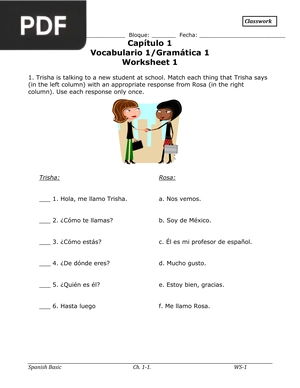 Spanish Basic Worksheets - Worksheet 1