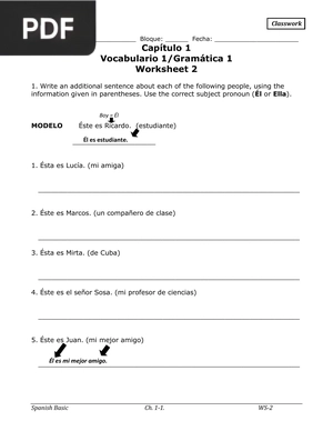 Spanish Basic Worksheets - Worksheet 2