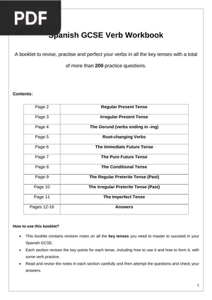 Spanish GCSE Verb Workbook