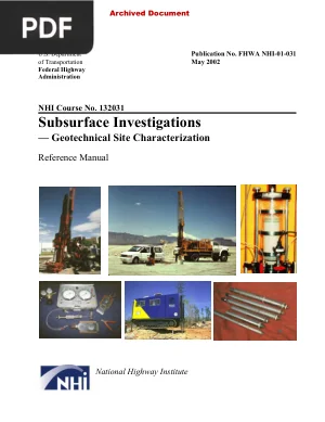 Subsurface Investigations: Geotechnical Site Characterization