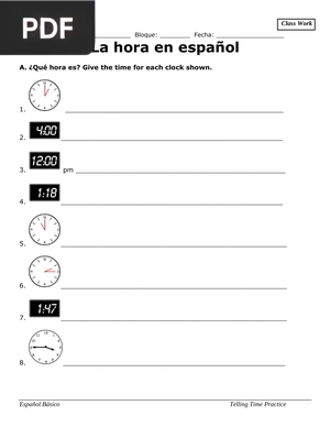 Telling Time Worksheet