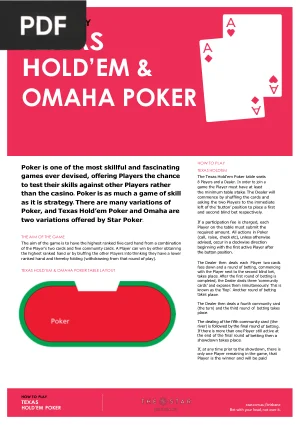 Texas Hold'em and Omaha Poker