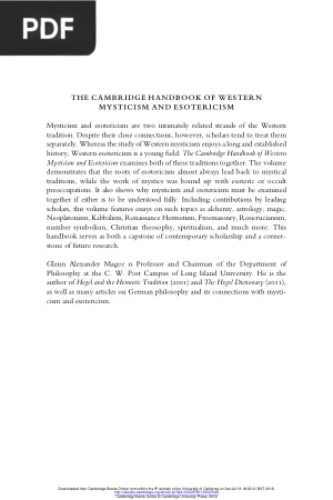 The Cambridge Handbook of Western Mysticism and Esotericism