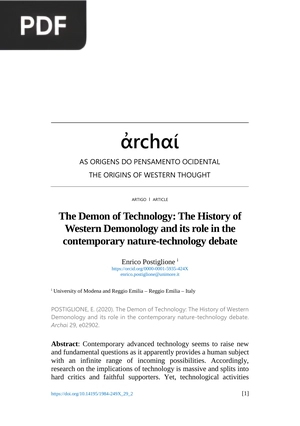 The Demon of Technology: The History of Western Demonology and its role in the contemporary nature-technology debate