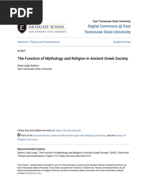 The Function of Mythology and Religion in Ancient Greek Society