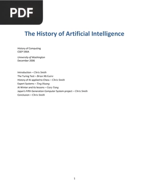 The History of Artificial Intelligence