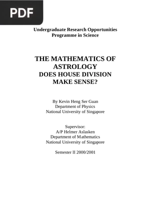 The Mathematics of Astrology. Does House Division Make Sense?