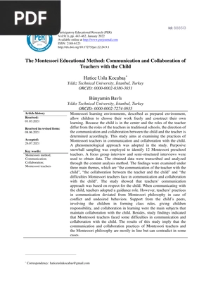 The Montessori Educational Method Communication and Collaboration of Teachers with the Child