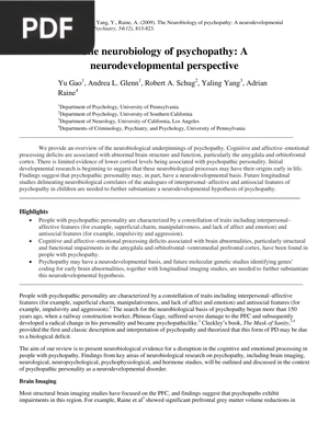 The Neurobiology of Psychopathy A Neurodevelopmental Perspective