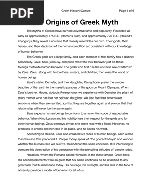 The Origins of Greek Myth