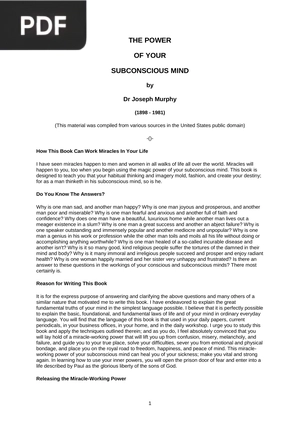 The Power of your Subconscious Mind